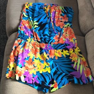 Maurices Tropical Floral Strapless Romper XL